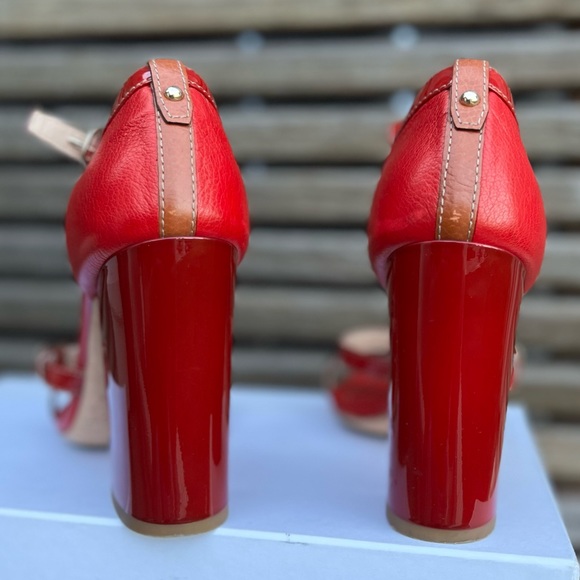 Dolce & Gabbana red leather sandals block heels - Picture 6 of 12